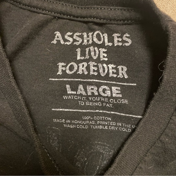 A-Holes Live Forever T-Shirt L Measurement Black - Picture 5 of 5